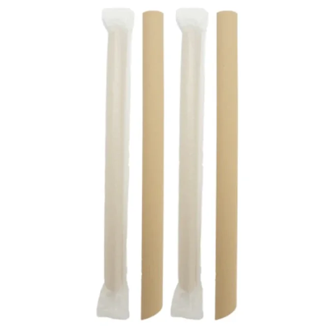 Pailles Bubble Tea  en FIBRE  100 % biodégradable. Biseautées. Emballage individuel 