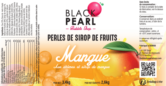 Perles de fruits Mangue pot de 3.4kg 