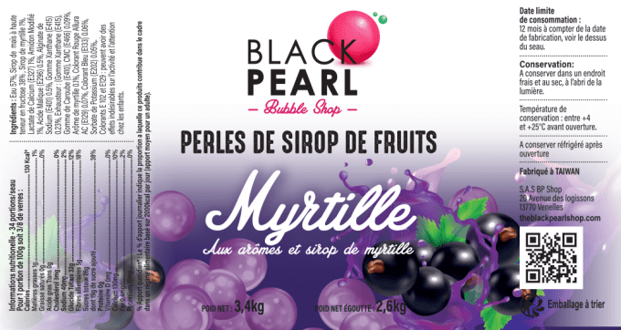 Perles de fruits Myrtille pot de 3.4kg