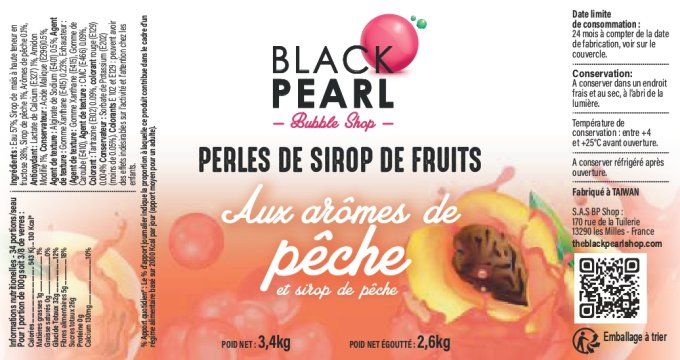 Perles de fruits Pèche pot de 3.4kg 