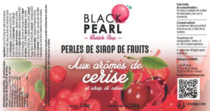 Perles de fruits Cerise pot de 3.4kg 