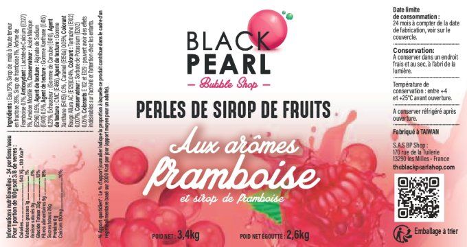 Perles de fruits Framboise pot de 3.4kg 