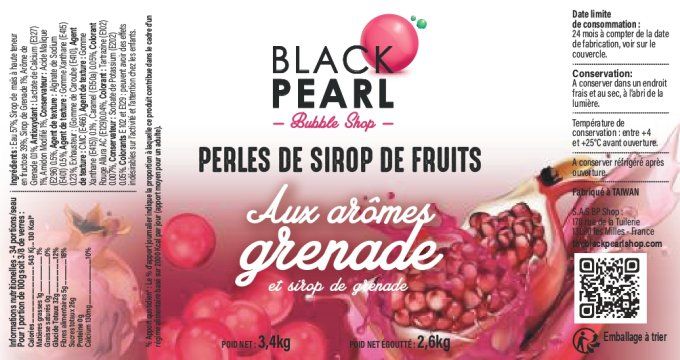 Perles de fruits Grenade pot de 3.4kg 