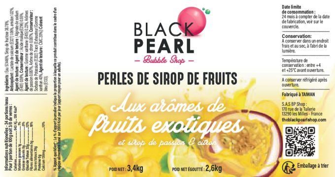 Perles de fruits  cocktail exotique pot de 3.4kg 