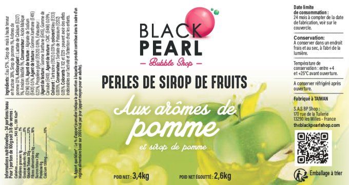 Perles de fruits Pomme verte pot de 3.4kg 