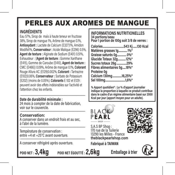 Perles de fruits Mangue pot de 3.4kg 