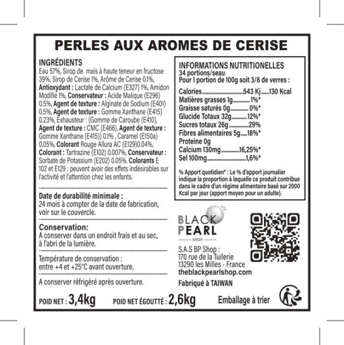 Perles de fruits Cerise pot de 3.4kg 