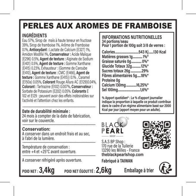 Perles de fruits Framboise pot de 3.4kg 