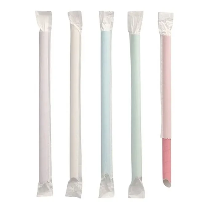 PAILLE BUBBLE TEA BISEAUTEE COULEUR PAPIER 